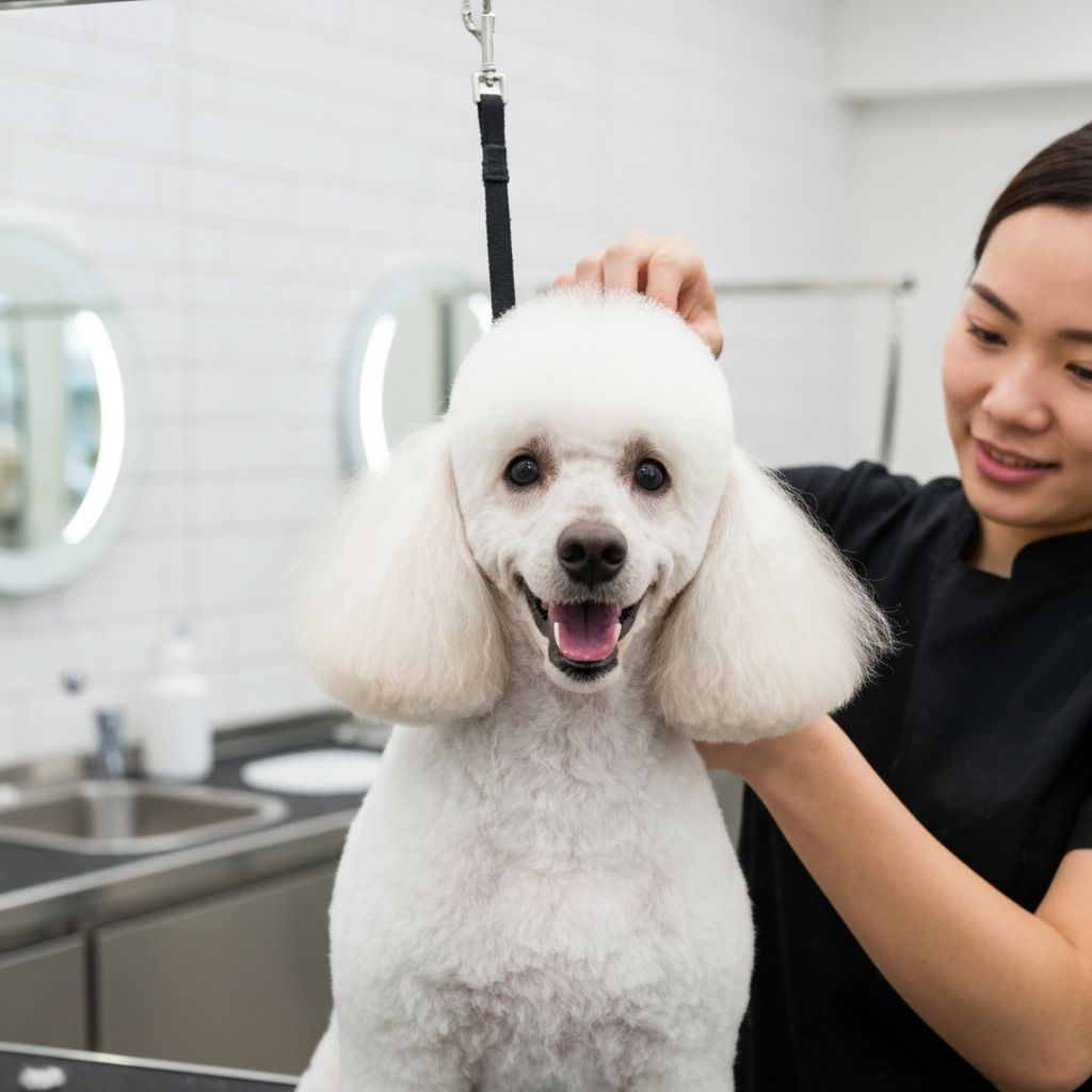 Cachorro sendo tosado